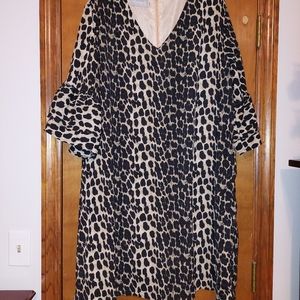 Animal Print Chiffon Shift Dress